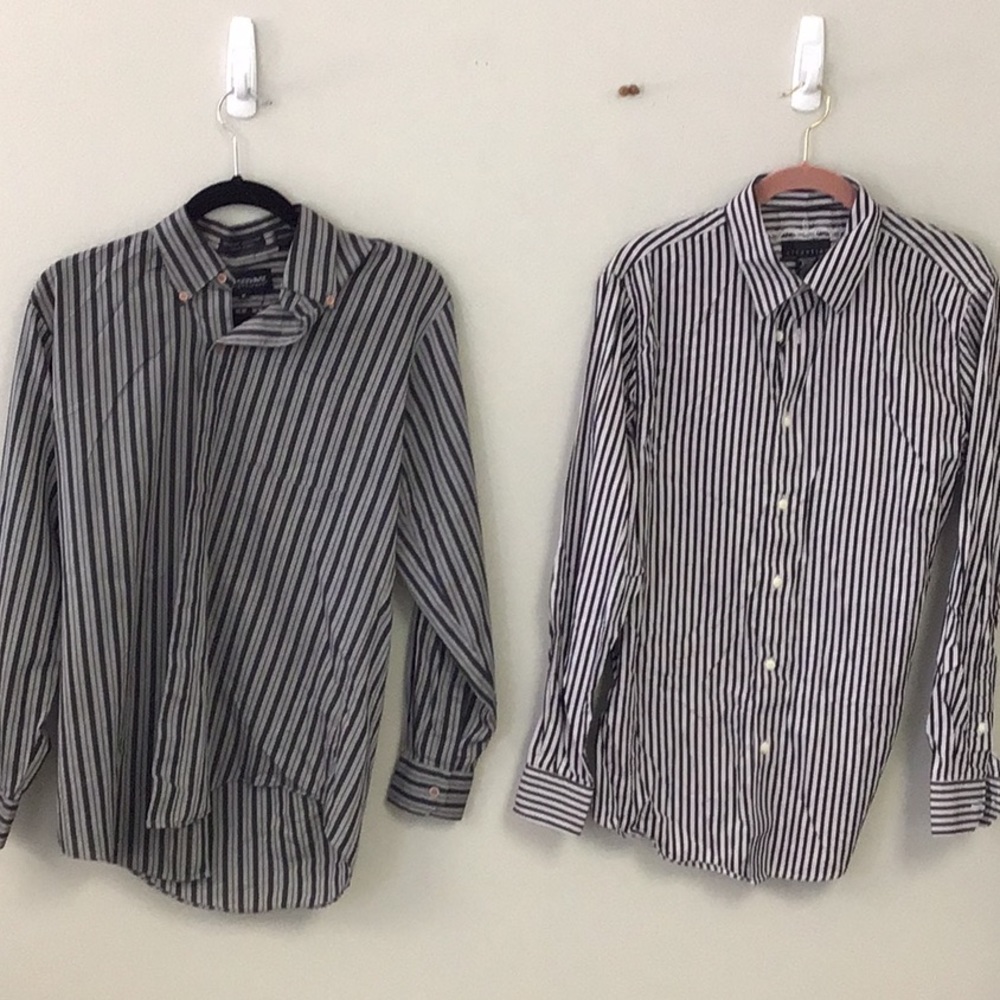 2 Men Casual Button-Down Shirt ATTENTION & Expressions International Blk…